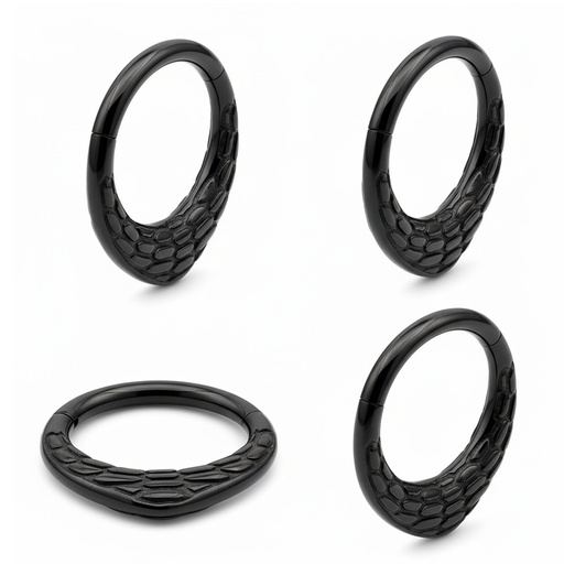 [BKS-SGM349-1.2-8] Steel 316L Black Ti-PVD Hinged Segment Ring - Elegant   