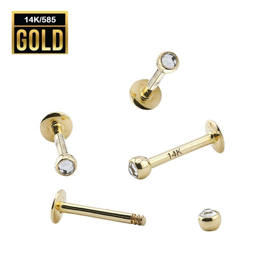 14K Real Gold Externally Labret with Jewel Ball 