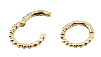 [GG-SGM300-1.2-6] 14K Real Gold Hinged Segment Ring Clicker with Twisted Design