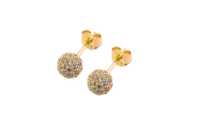 14K Real Gold Earring Synthetic Diamond Disco Ball