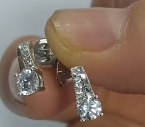 [SV-E14-Collection A] Silver 925 Stunning CZ Ear Stud.   