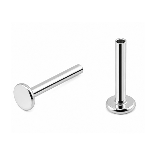 Titanium G23/ASTM F-136 White Gold Ti-PVD Coated Push-In Labret without Top 