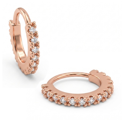 Brass Rose Gold Plating Bendable Nose Ring Lined with Cubic Zirconia  