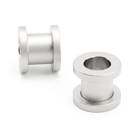 Steel 316L Pearl White Ti-PVD Coated Hard Edge Tunnel, External Thread 