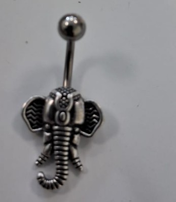 [S-BNC248-14GA(1.6mm)] Steel 316L Belly Button Banana in Elephant Head Design-14GA(1.6mm)   