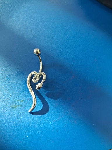 [S-BNC327-14GA(1.6mm)] Steel 316L Belly Button Banana in Snake  Design-14GA(1.6mm)   