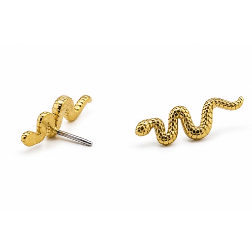 [GDS-TOP-PUS1017] Steel 316L Gold Ti-PVD Coated Push-In Top with Snake Design (Full Steel)