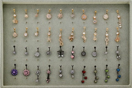 [RGS-BKS-BAN-SET3] Steel 316L  Rose Gold & Black Ti-PVD Coated Belly Button Bananabell Set