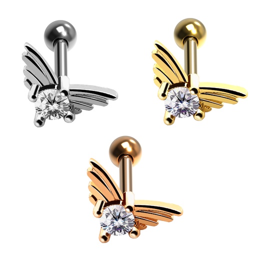 Steel 316L Barbell in Fashion Design with Crystals - CC Crystal Clear