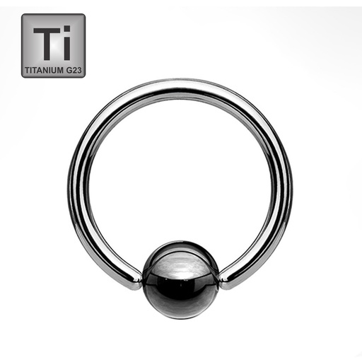 Titanium G23 BCR with Hematite Ball (6mm) - 10GA(2.5mm)