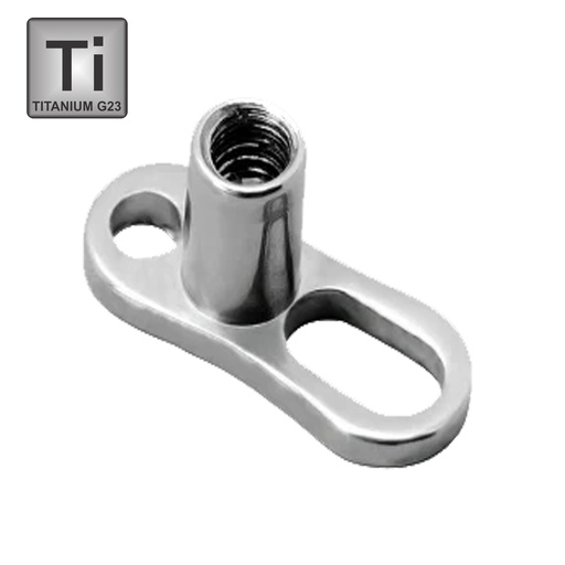 Titanium G23/ASTM F-136 Dermal Anchor Base with Two Holes (2.5x7mm) - 14GA(1.6mm)
