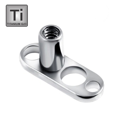 Titanium G23 Dermal Anchor Base with Three Holes (2.5x7mm) - 14GA(1.6mm)