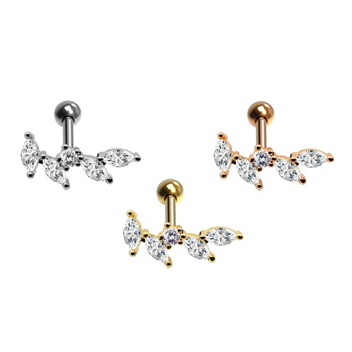 Steel 316L Barbell in Fashion Design with Crystals - CC Crystal Clear