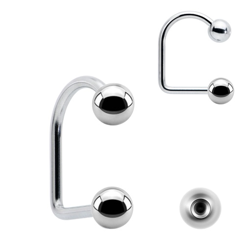 Steel 316L Lippy Loop with Screwballs - 14GA(1.6mm)