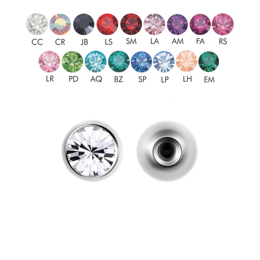 Steel 316L Setted Crystal Ball - 16GA(1.2mm)