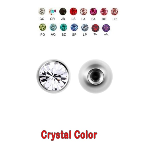 Steel 316L Setted Crystal Ball - 16GA(1.2mm)