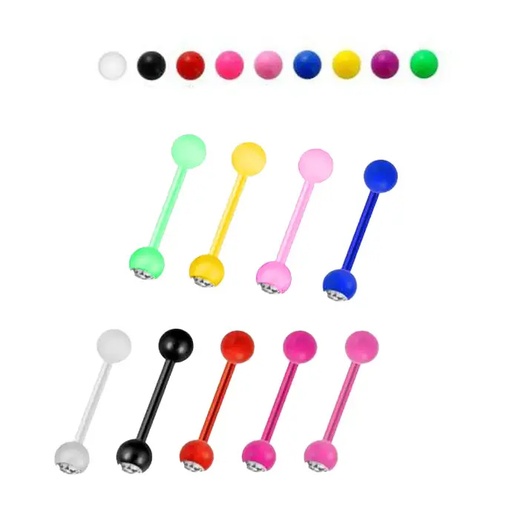 Bioflex Barbell with UV Crystal Screwballs (Fixed Length 16mm) - 14GA(1.6mm)  