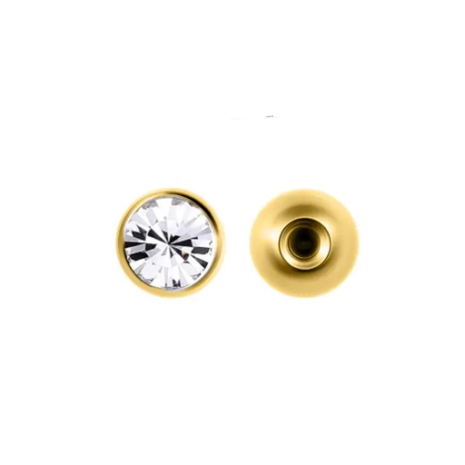 Steel 316L Gold Ti-PVD Coated with Setted Crystal Screw Balls with  - 16GA(1.2mm) 