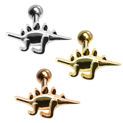 Steel 316L Barbell in Dinosaur Design