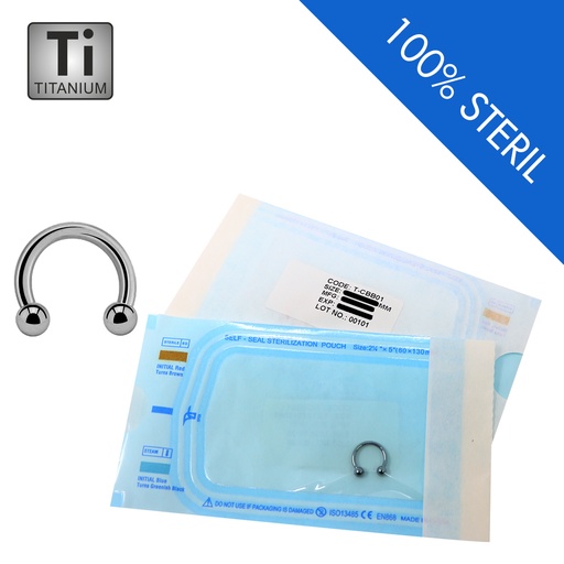 Sterilized Titanium G23 Circular Barbell with Screwballs - 14GA(1.6mm)