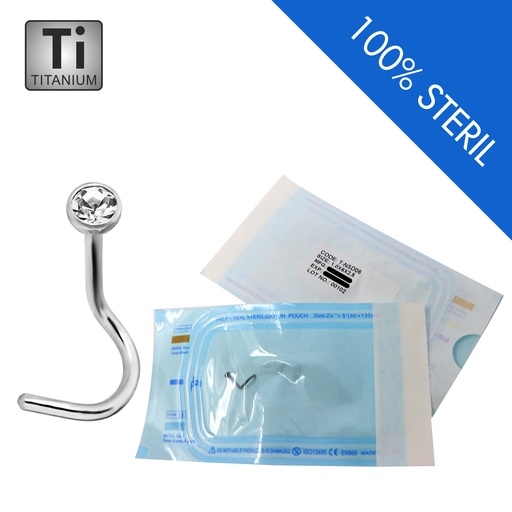 [SEO-T-NSD06-1.0-6-2.5-CC] Sterilized Titanium G23 Nose Spiral with Flat crystal Disc - 18GA(1.0mm)    