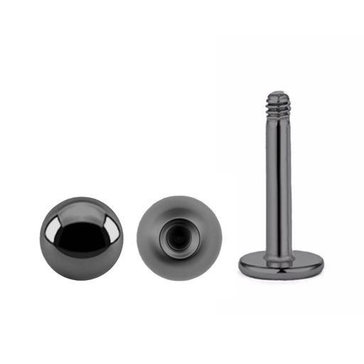 Steel 316L Black Ti-PVD Ti Coated Labret with Screwballs - 16GA(1.2mm)