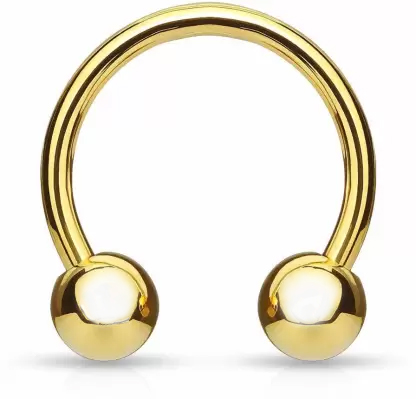 Steel 316L Gold Ti-PVD Coated Circular Barbell with Screwballs- 16GA(1.2mm)