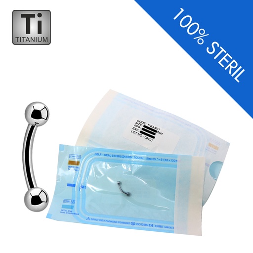Sterilized Titanium G23 Bananabell with Screwballs - 16GA(1.2mm) 