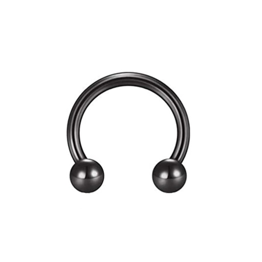 Steel 316L Black Ti-PVD Coated Circular Barbell with Screwballs - 18GA(1.0mm)