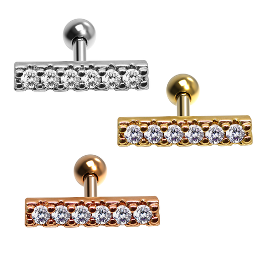 Steel 316L Barbell in Fashion Design with Crystals - CC Crystal Clear