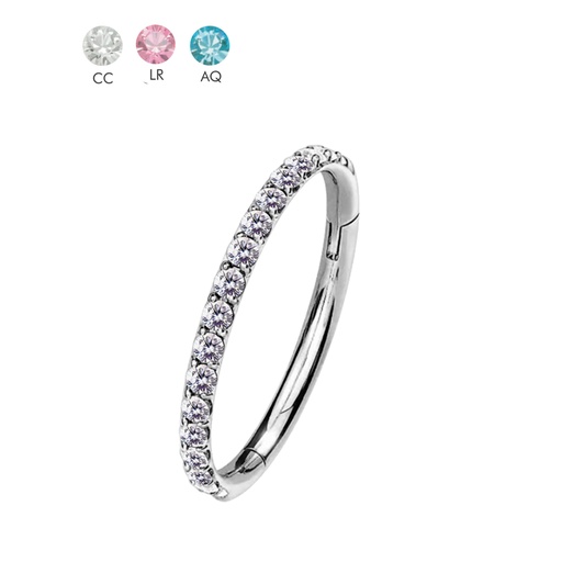 Steel 316L Hinged Segment Ring Clicker with Crystal 