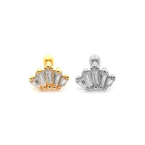 Steel 316L Barbell in Fashion Design with Crystals - CC Crystal Clear