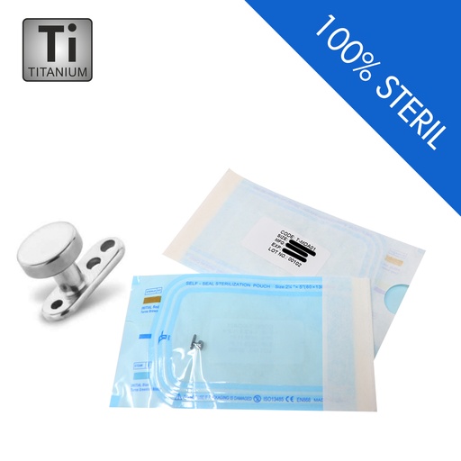 Sterilized Titanium G23 Dermal Anchor - 3 Hole Base with Flat Disc - Thickness 1.6mm (7 x 2.5mm) 
