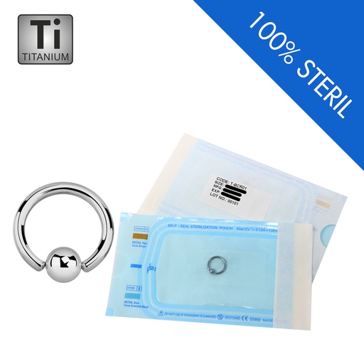 Sterilized Titanium G23 BCR with Clip-In Ball - 16GA(1.2mm)