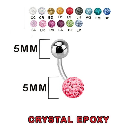 Steel 316L Bananabell with Single Crystal Epoxy Covered Balls (5+5mm) - 14GA(1.6mm)