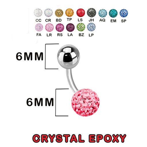 Titanium G23 Bananabell with Single Crystal Epoxy Covered Balls (6+6mm) 