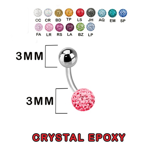 Titanium G23 Bananabell with Single Crystal Epoxy Covered Balls (3+3mm) 