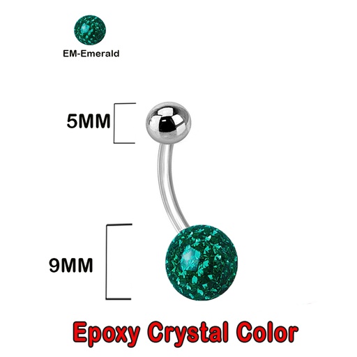 [S-BNF01-1.6-10-5/9-EM] Steel 316L Bananabell with Single Epoxy Covered Balls (5+9mm) - 14GA(1.6mm)