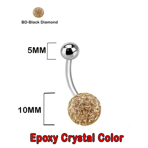 [S-BNF01-1.6-10-5/10-BD] Steel 316L Bananabell with Single Epoxy Covered Balls (5+10mm) - 14GA(1.6mm)