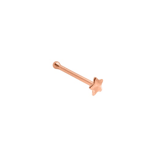 [RGS-NSD21-1.0-7-2.5] Steel 316L Rose Gold Ti-PVD Coated Nose Pin with Star Cut Disc - 18GA(1.0mm)