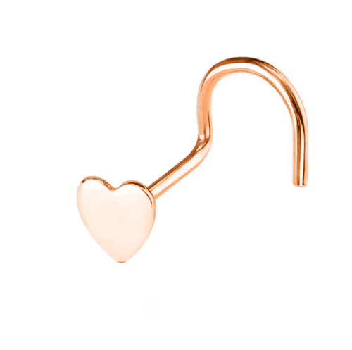 [RGS-NSD13-1.0-7-2.5] Steel 316L Rose Gold Ti-PVD Coated Nose Spiral with Heart Cut - 18GA(1.0mm)
