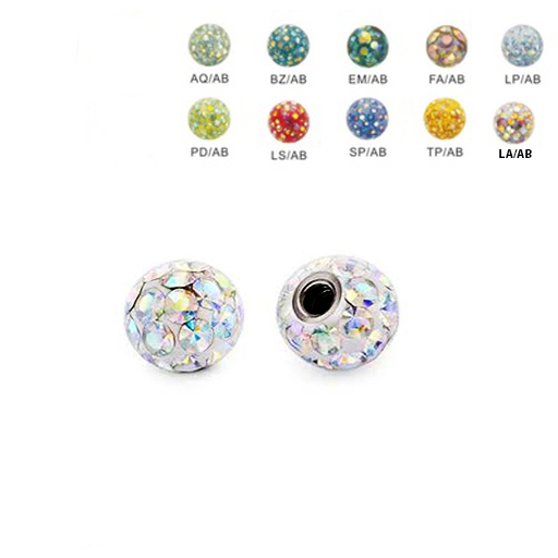 Steel 316L Screw Ball with Rainbow AB Epoxy Crystals - 14GA(1.6mm)
