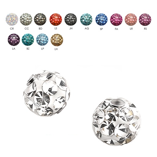 Steel 316L Crystal Epoxy Ball with Steel Clip-In Bar