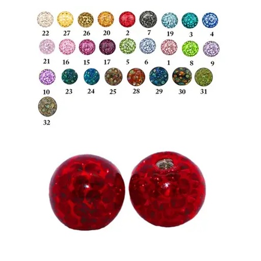 Steel 316L Screw Ball with Epoxy Crystals - 14GA(1.6mm) CCC