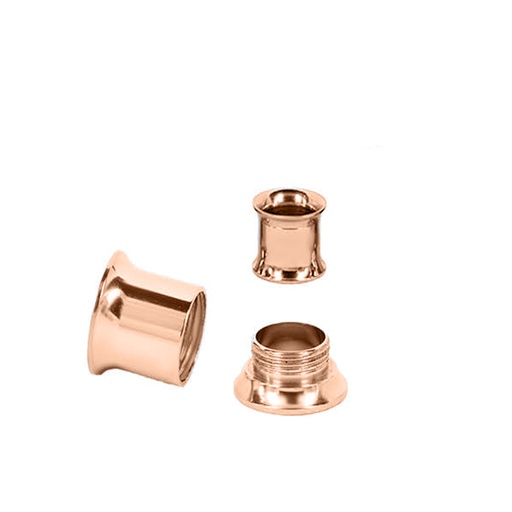 Steel 316L Rose Gold PVD Titanium Coated Double Flared Tunnel, Internal Thread in Different Sizes