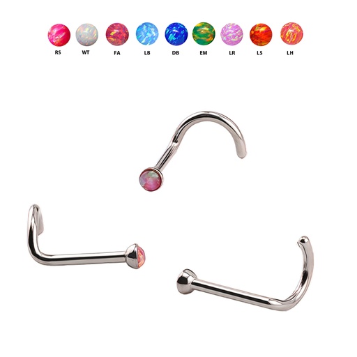 Steel 316L Nose Spiral with Opal (2mm) - 18GA(1.0mm)