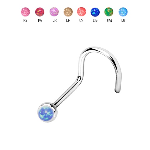 Steel 316L Nose Spiral with Opal (2mm) - 18GA(1.0mm)