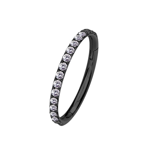 Steel 316L Black Ti-PVD Coated Hinged Segment Ring Clicker with Crystal