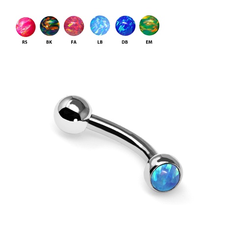 Steel 316L Bananabell with Single Setted Opal Balls (3+3mm) - 14GA(1.2mm)