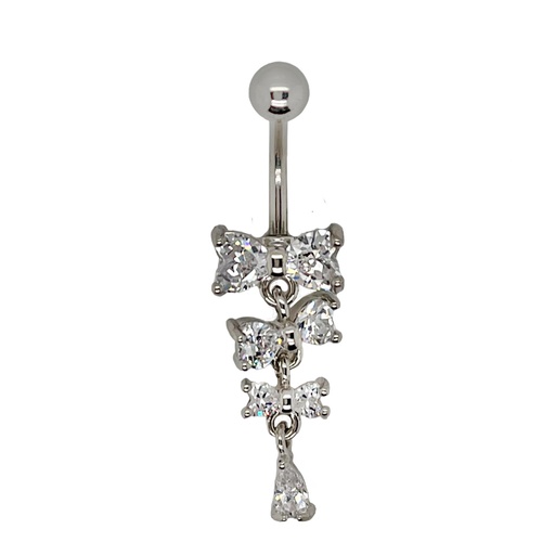 [S-BDC310-1.6-10-5] Steel 316L Belly Button Banana with CZ Stone Setting in Fashion Design - CC-Crystal Clear-14GA(1.6mm)